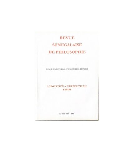 Revue senegalaise de Philosophie: l'identite a l'epreuve du temps