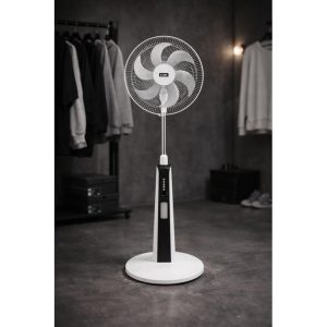 Elbee Ventilateur sur Pied Rechargeable avec Télécommande – Modèle LB-1285, 3 niveaux réglables (Low / Medium / High), Niveau sonore : fonctionnement silencieux (adapté chambre et bureau)