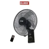 VENTILATEUR ELBEE MURAL AVEC COMMANDE LB-898R, Vitesses : 3 niveaux réglables (faible / moyen / fort), Oscillation automatique : oui (large angle gauche/droite), Orientation : inclinaison rég