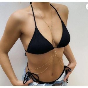 Chaîne de corps collier femmes Sexy or ventre taille chaîne Bikini soutien-gorge chaîne bijoux