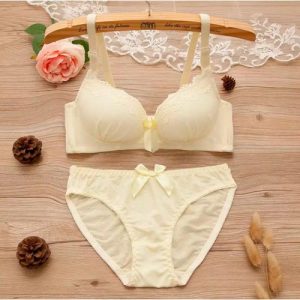 Ensemble de soutien-gorge relevable confortable de couleur unie-Vert