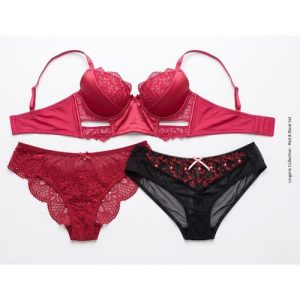 Ensemble Lingerie Chic : Soutien-Gorge à Armatures (US 36C) et 2 Culottes Assorties (UK 16)