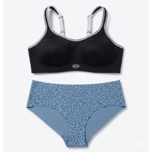 Ensemble Lingerie Sport Performance : Soutien-gorge 14C & Culotte Taille M - Gris Imprimé