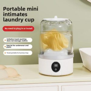 Machine à laver portable délicate - Mini machine à laver sans fil rechargeable 3000mAh avec mode lavage doux, adaptée pour soutiens-gorge/sous-vêtements/chaussettes - Blanc
