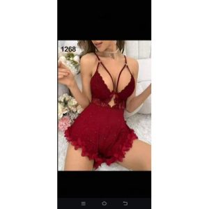 Nuisette combinaison decolletée - Rouge