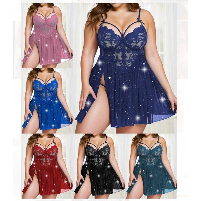 Ensemble Nuisette Sexy en Dentelle - Rose noir bleu Rouge blanc